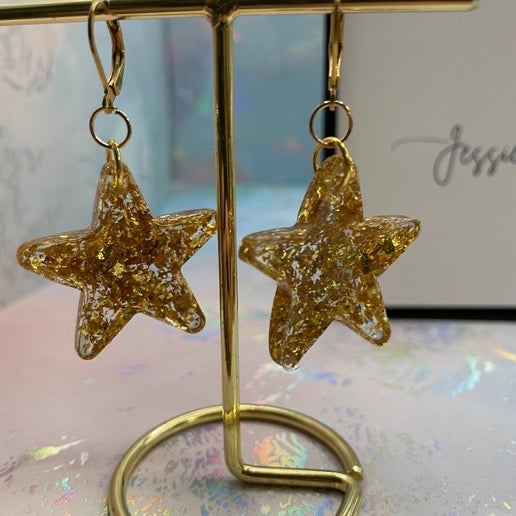 Gold Star Resin Earrings