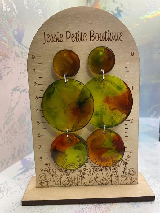 Morgan:“Autumn Glow” Earrings – Abstract Resin in Warm Fall Colors- HYPOALLERGENIC