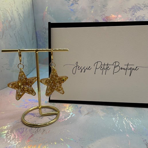 Gold Star Resin Earrings