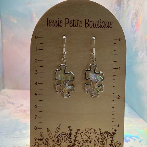 Glitter Puzzle Charm Earrings - NICKEL FREE