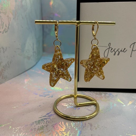 Gold Star Resin Earrings