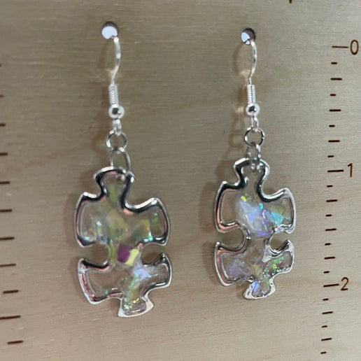 Glitter Puzzle Charm Earrings - NICKEL FREE