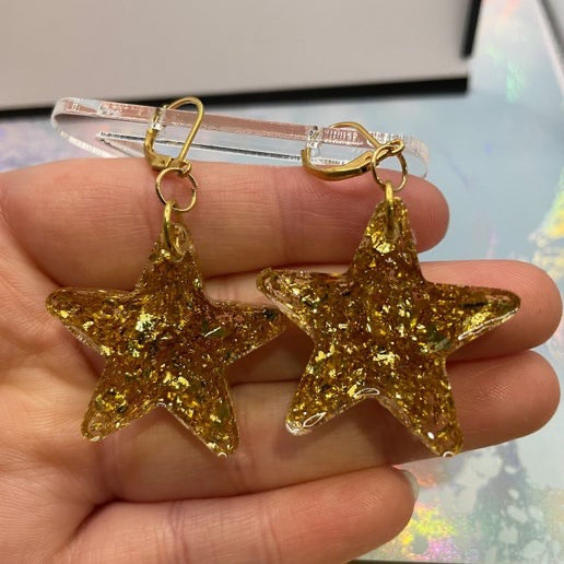 Gold Star Resin Earrings