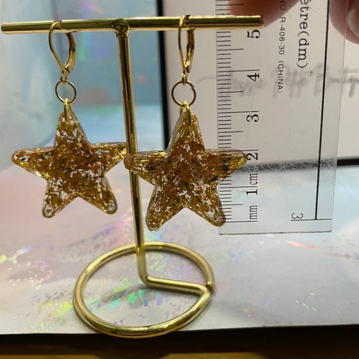 Gold Star Resin Earrings