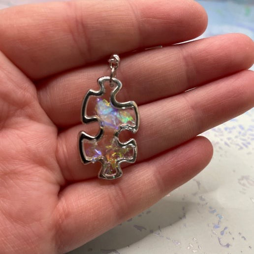 Glitter Puzzle Charm Earrings - NICKEL FREE