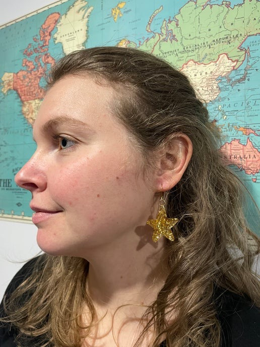 Gold Star Resin Earrings