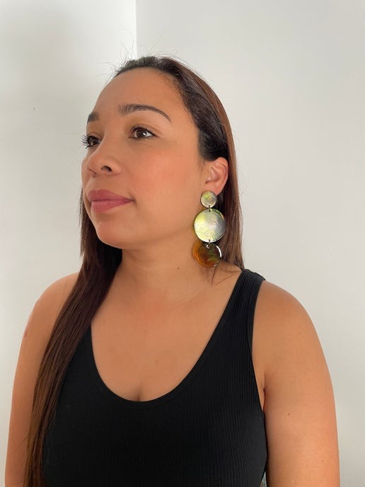 Morgan:“Autumn Glow” Earrings – Abstract Resin in Warm Fall Colors- HYPOALLERGENIC