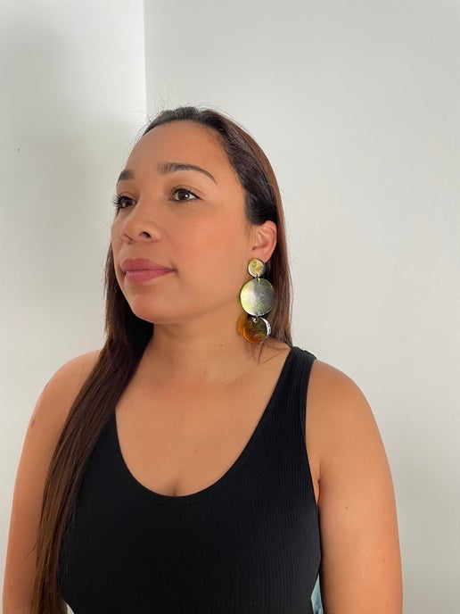 Morgan:“Autumn Glow” Earrings – Abstract Resin in Warm Fall Colors- HYPOALLERGENIC