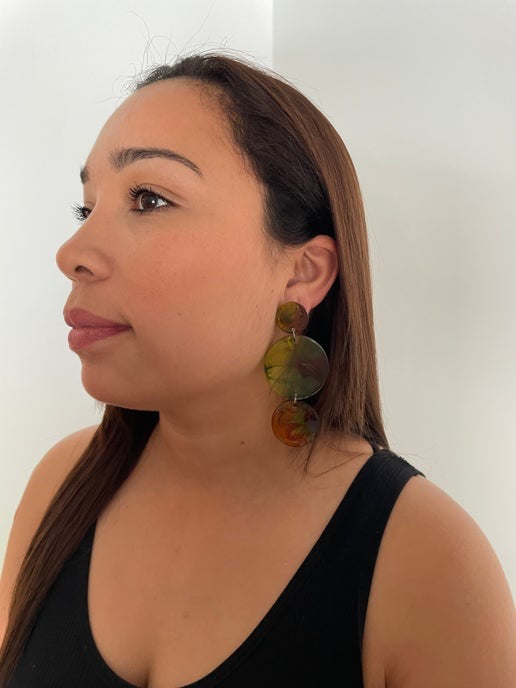 Morgan:“Autumn Glow” Earrings – Abstract Resin in Warm Fall Colors- HYPOALLERGENIC