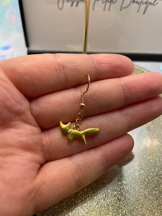 Little Metal Gold Fox Earrings