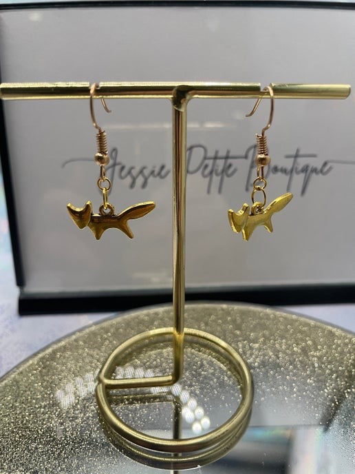 Little Metal Gold Fox Earrings