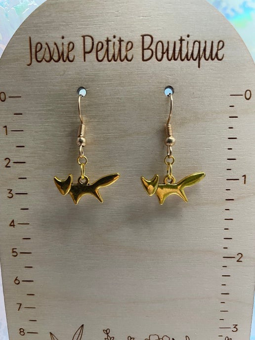 Little Metal Gold Fox Earrings