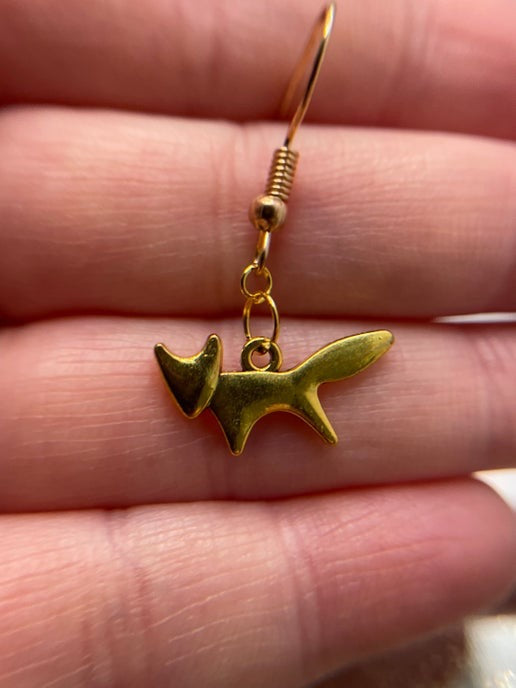 Little Metal Gold Fox Earrings