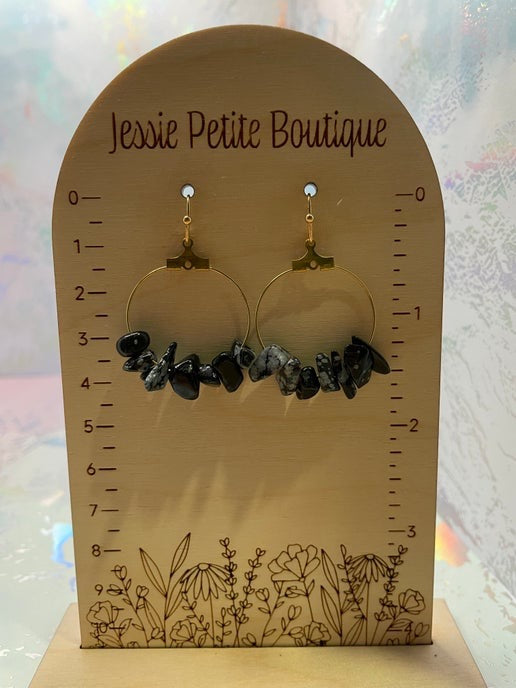 Gemstones on 2.5 cm Gold Hoop Earrings