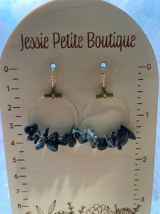 Gemstones on 2.5 cm Gold Hoop Earrings