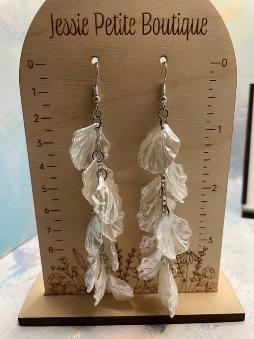 10.8 cm White Petal Cascade Earrings NICKEL FREE