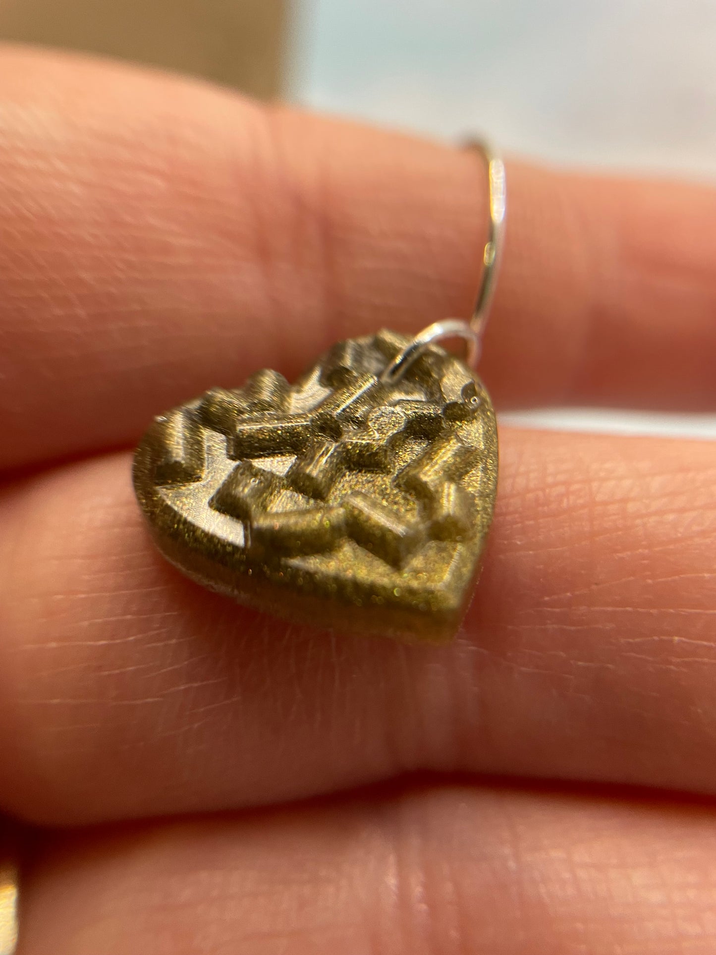 Small Bronze/Green Candy Heart Earrings