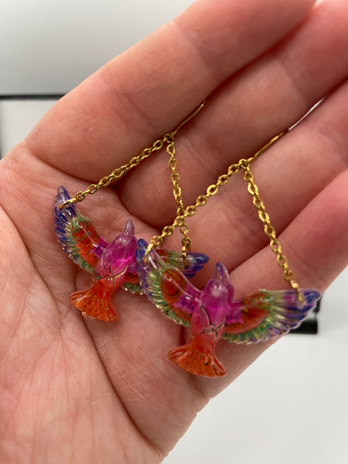 Limited Edition Flying Bird Earrings- on a chain