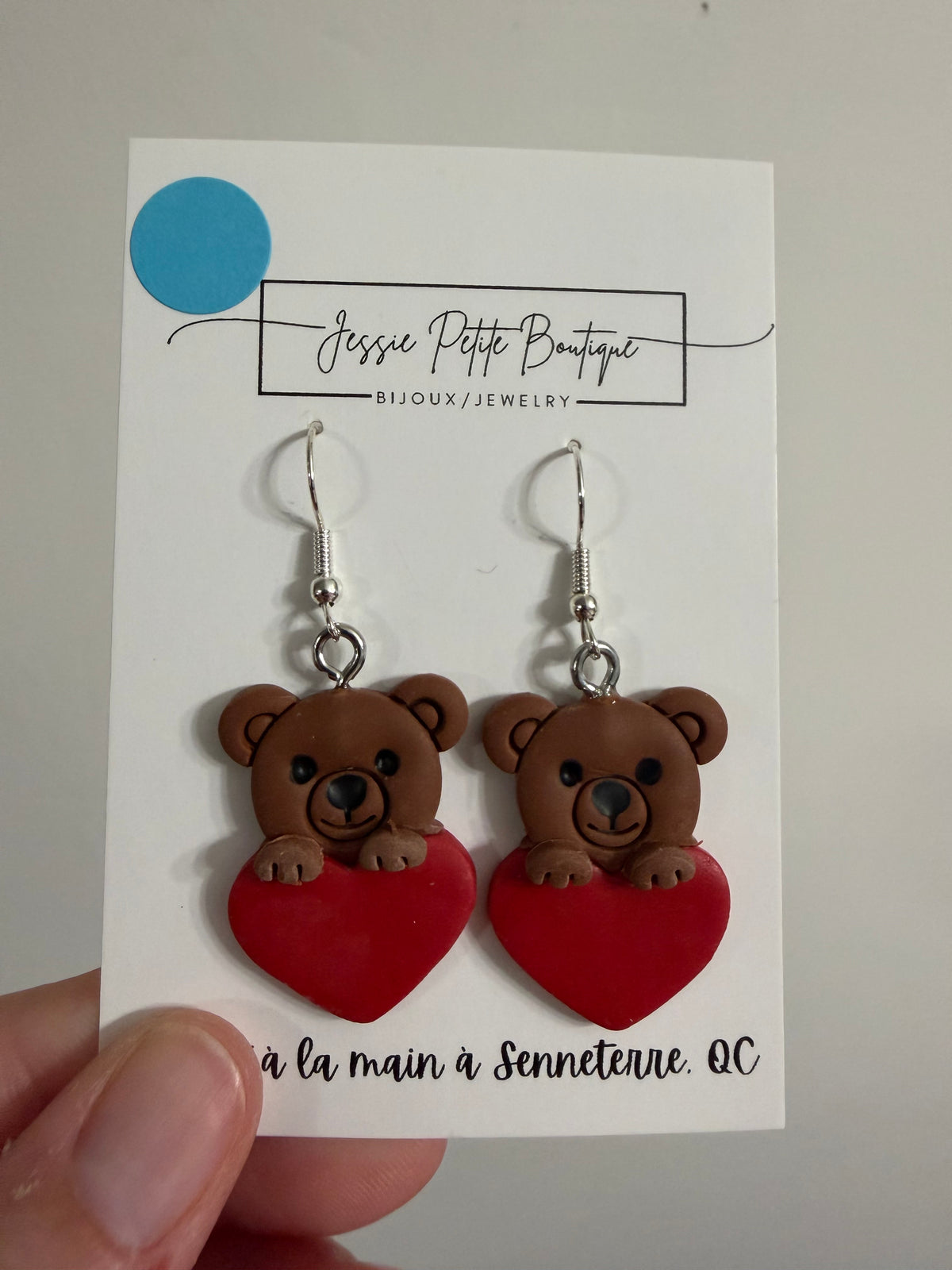 Polymer Clay Bear & Heart Earrings