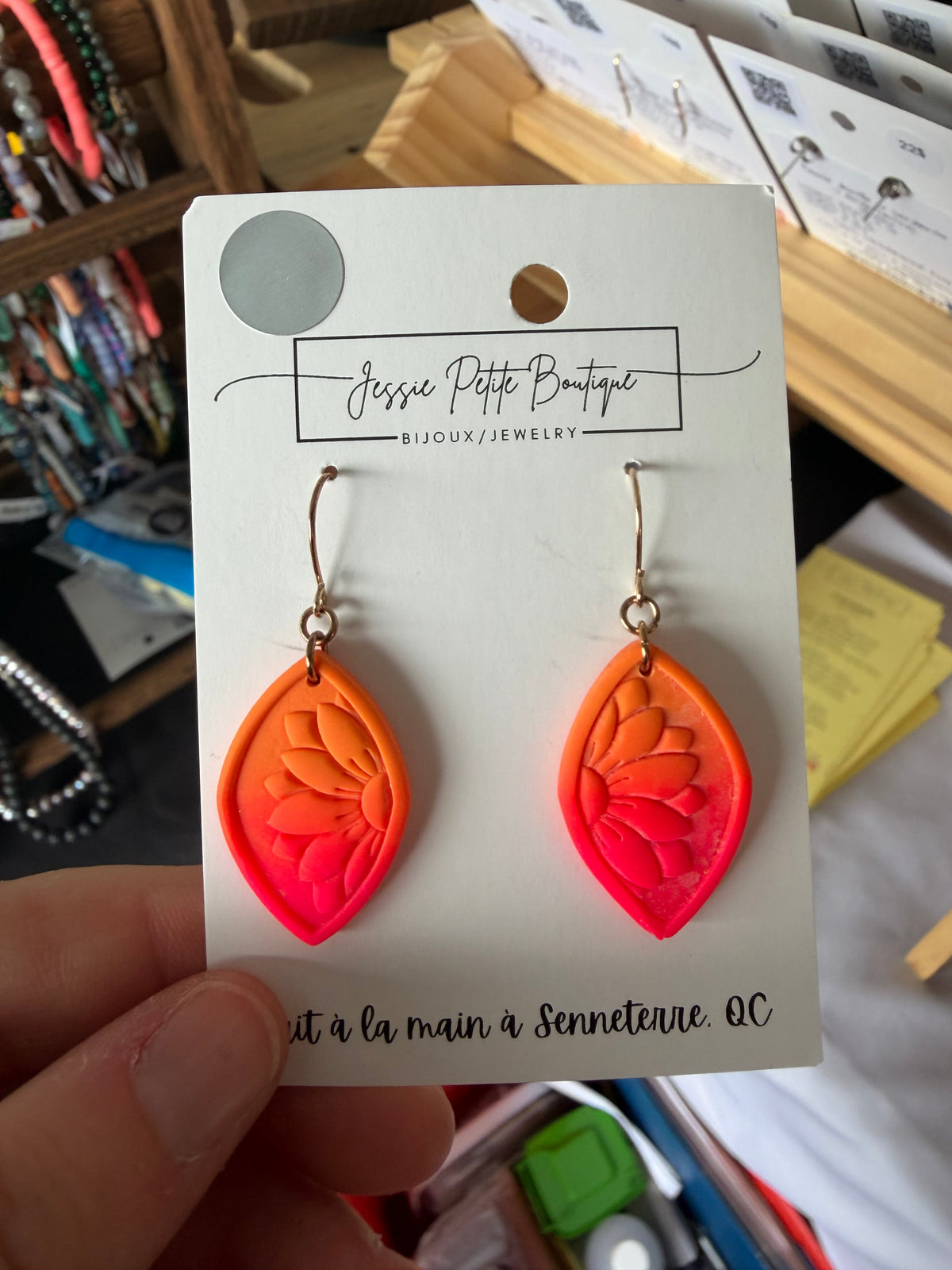 Neon Floral Polymer Clay Earrings