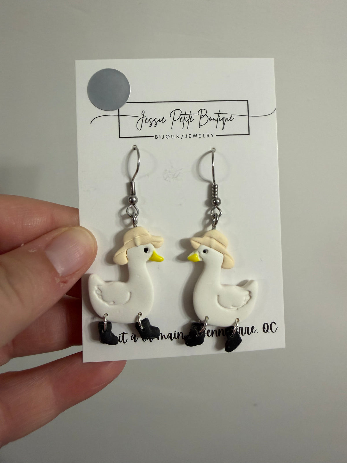 Goose Earrings with Dangling Boots