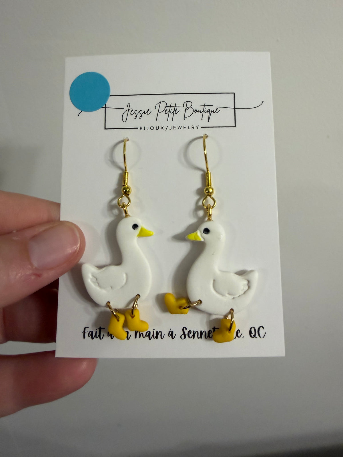 Goose Earrings with Dangling Boots