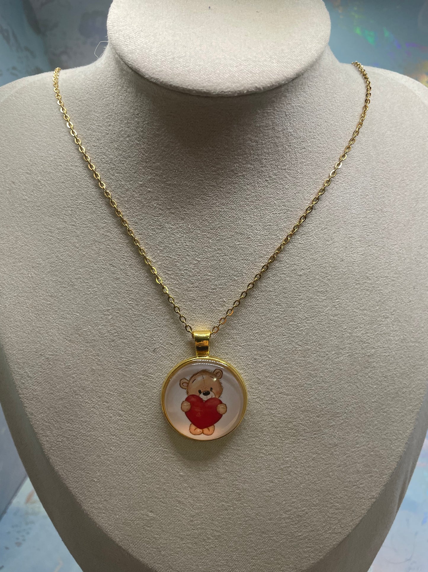 Collier à Cabochon Animal Adorable (Finition Dorée)