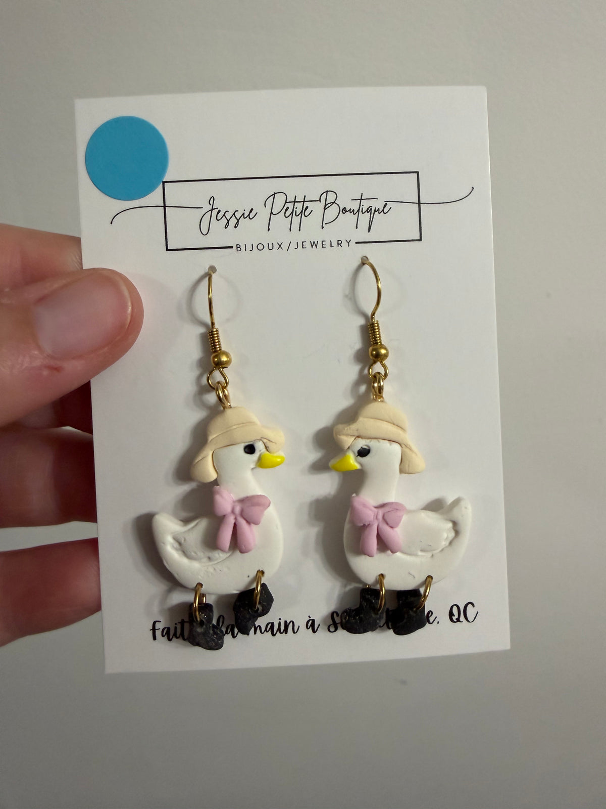 Goose Earrings with Dangling Boots