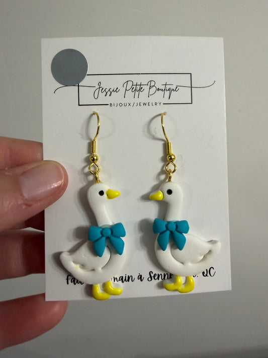 Polymer Clay Goose Earrings