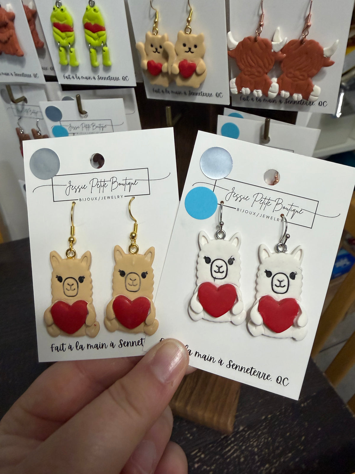 Llama with Heart Polymer Clay Earrings