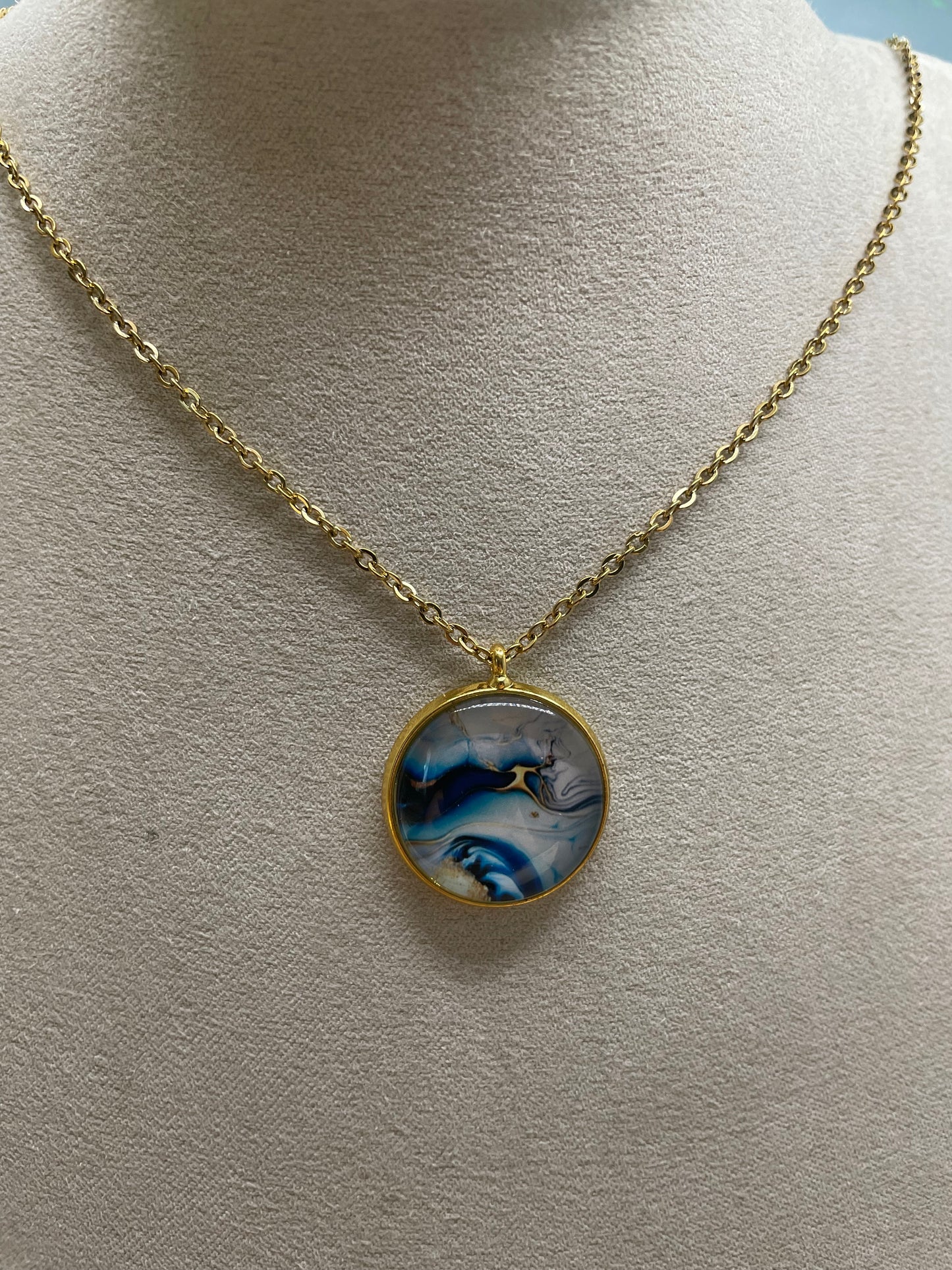 Ensemble Marbré Bleu-Acier Inoxydable+Sans Nickel