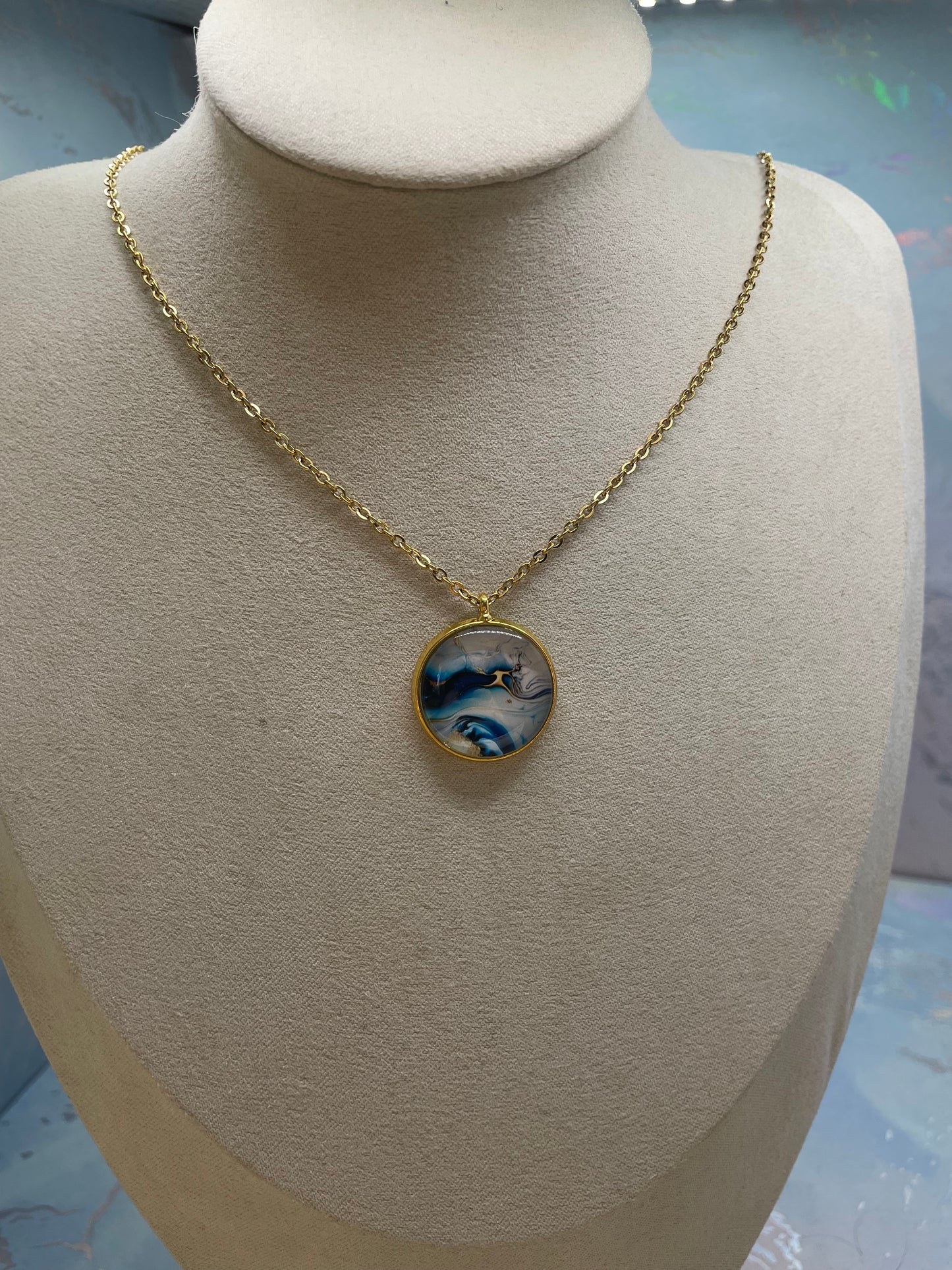 Ensemble Marbré Bleu-Acier Inoxydable+Sans Nickel