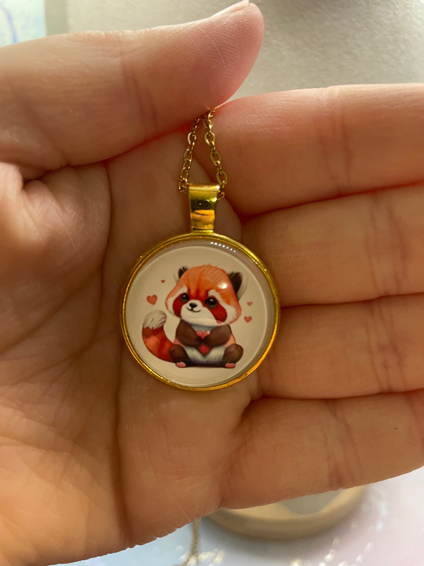 Collier à Cabochon Animal Adorable (Finition Dorée)