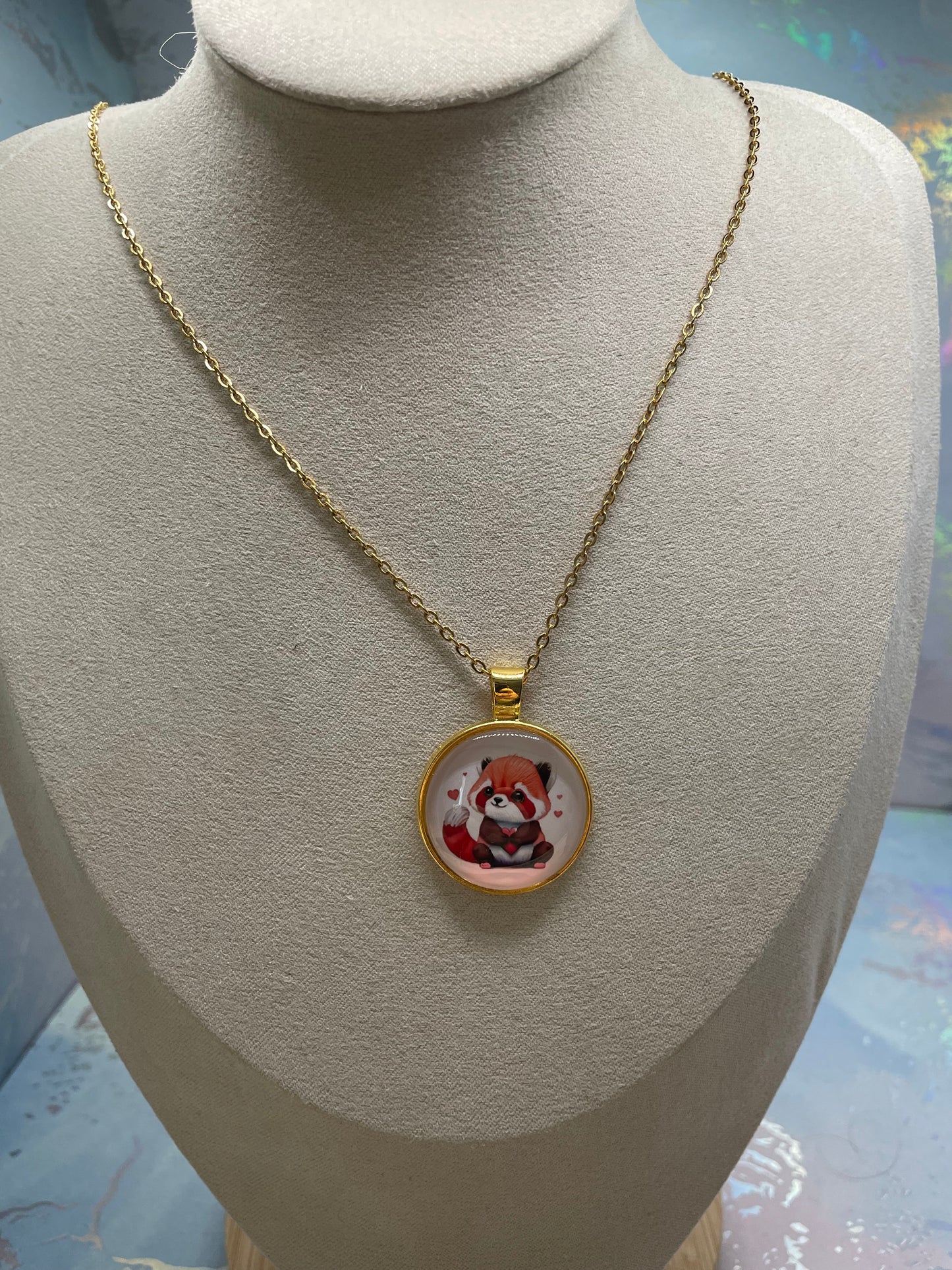 Collier à Cabochon Animal Adorable (Finition Dorée)