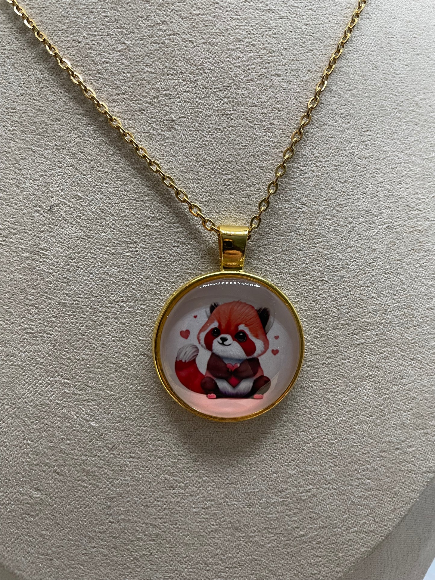 Collier à Cabochon Animal Adorable (Finition Dorée)