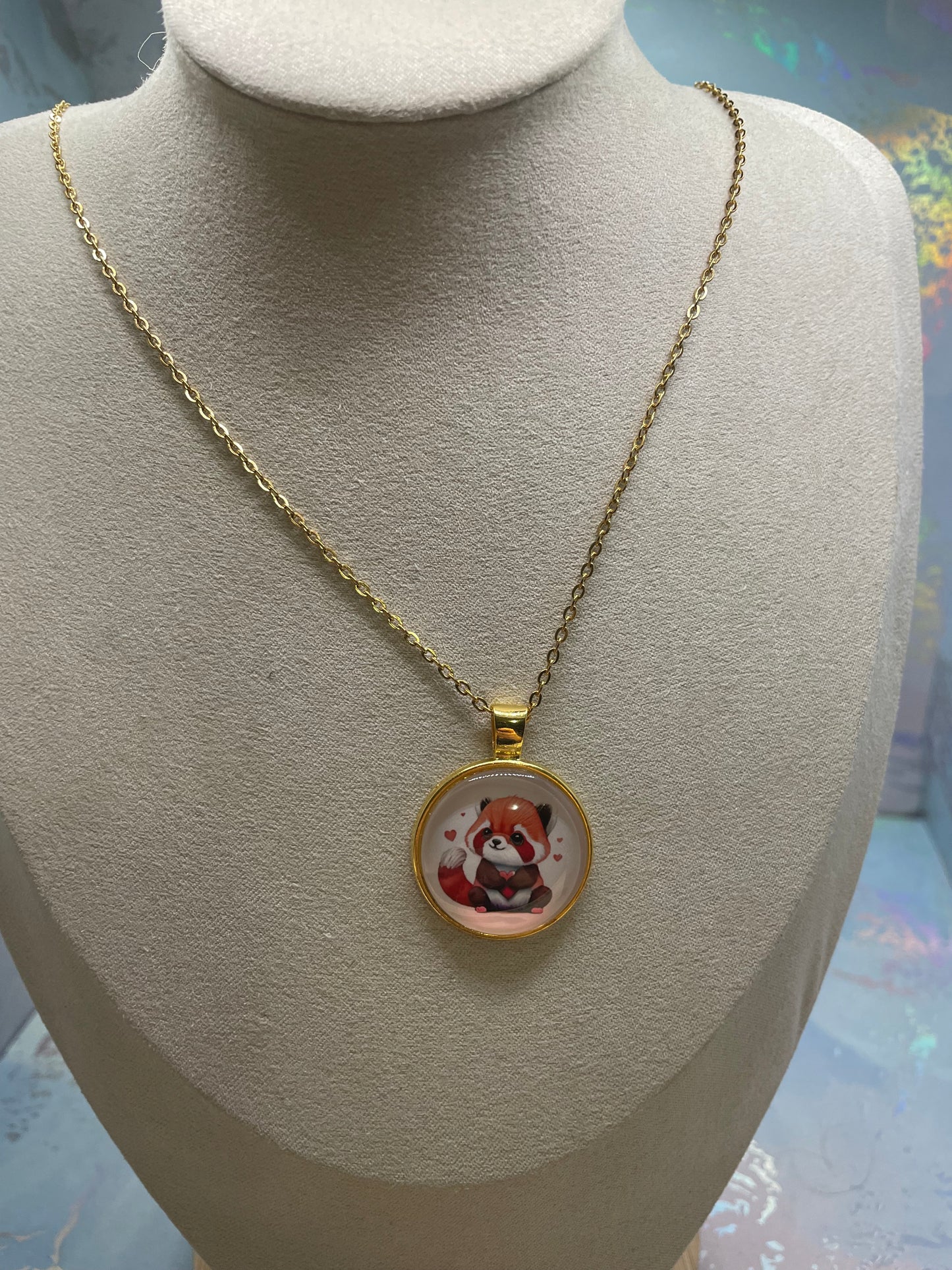 Collier à Cabochon Animal Adorable (Finition Dorée)