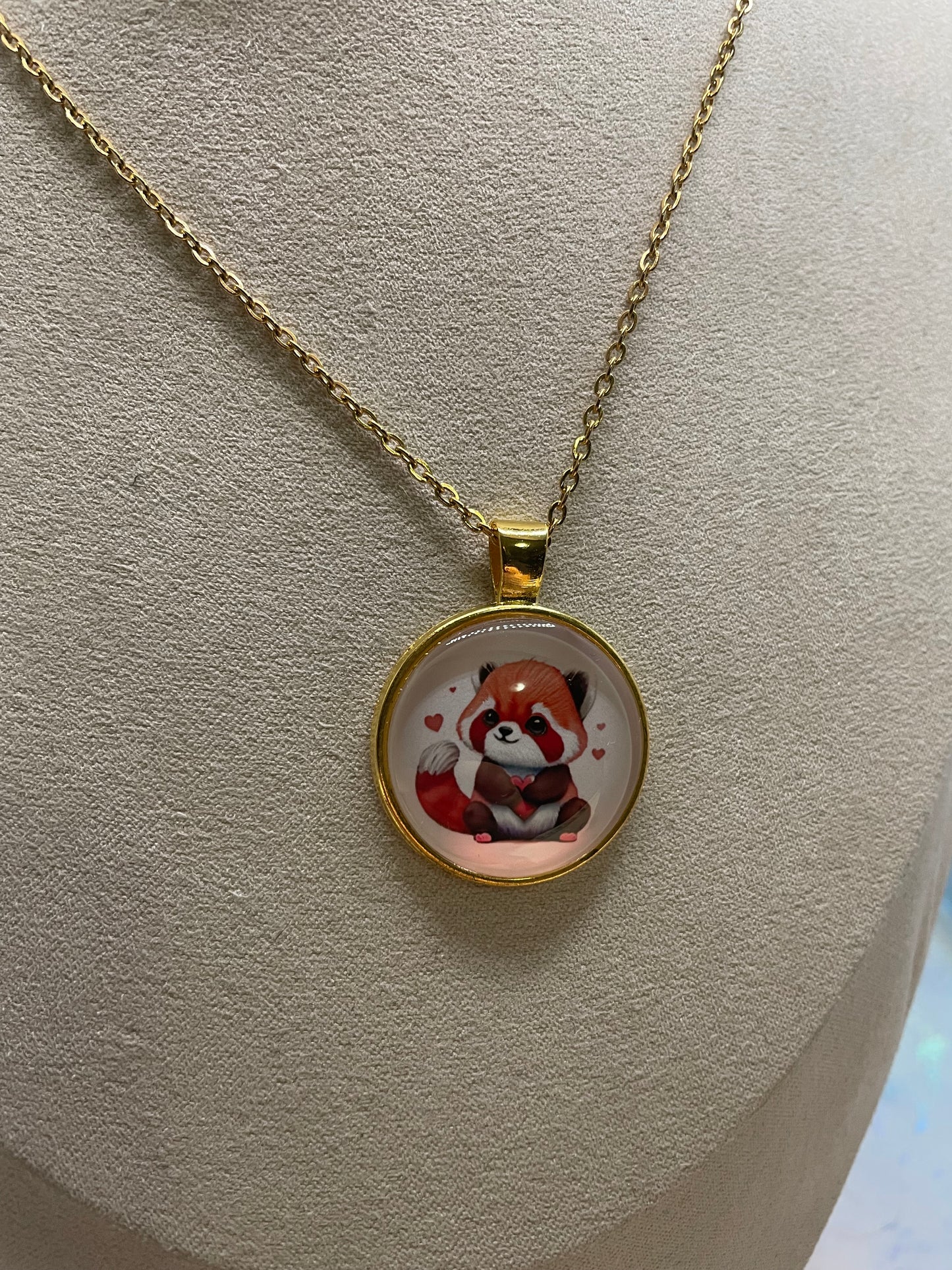 Collier à Cabochon Animal Adorable (Finition Dorée)