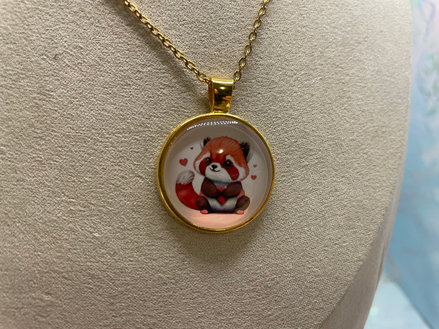 Collier à Cabochon Animal Adorable (Finition Dorée)