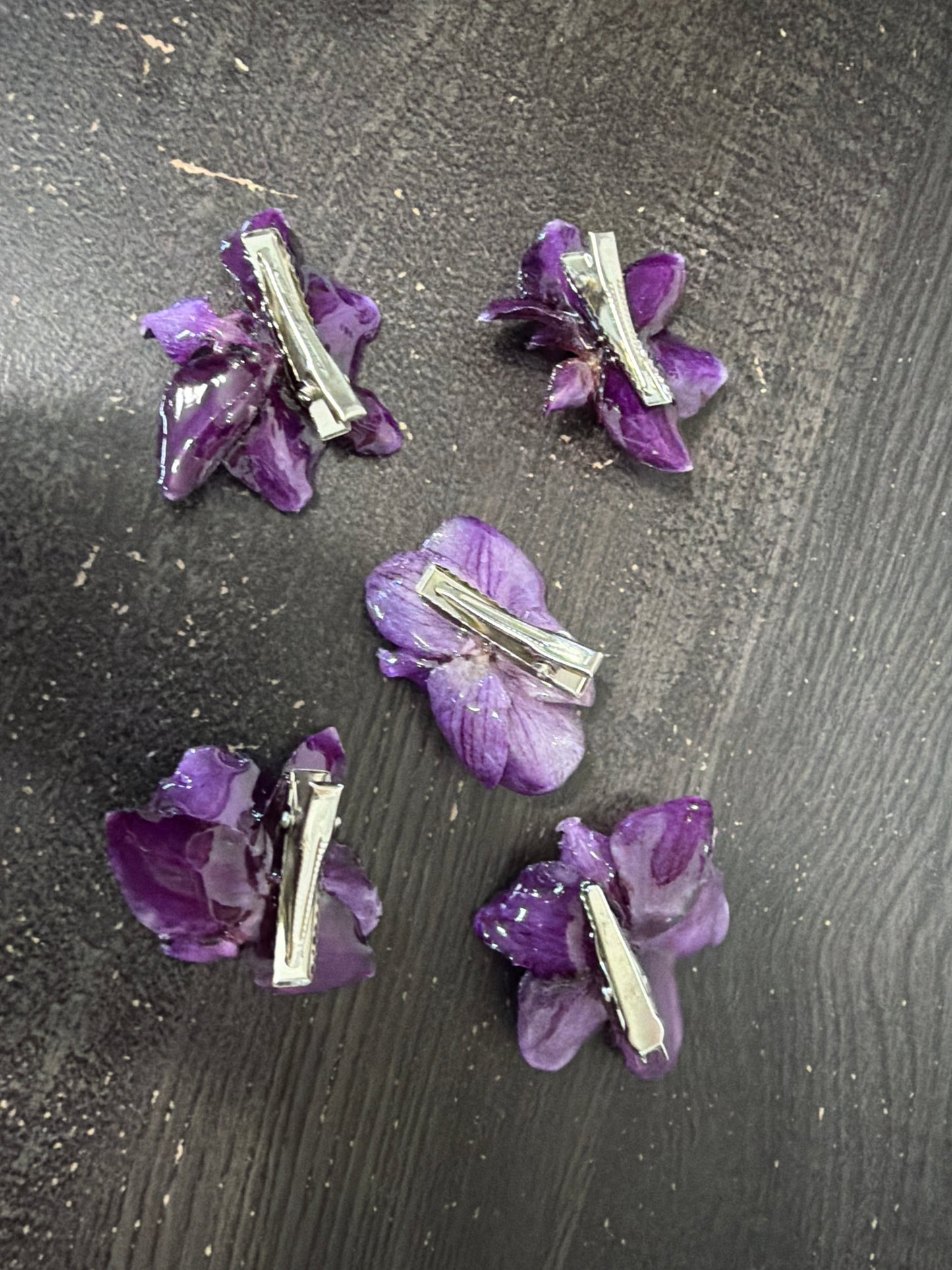 Purple Orchid Flower hair clip