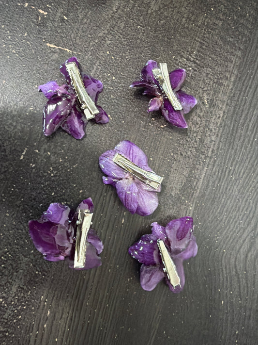 Purple Orchid Flower hair clip
