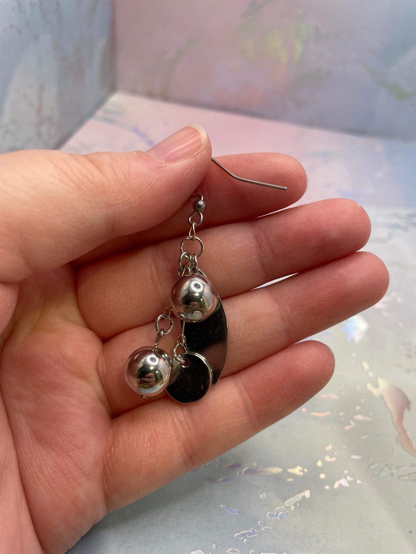 Silver Metal Dangle Earrings