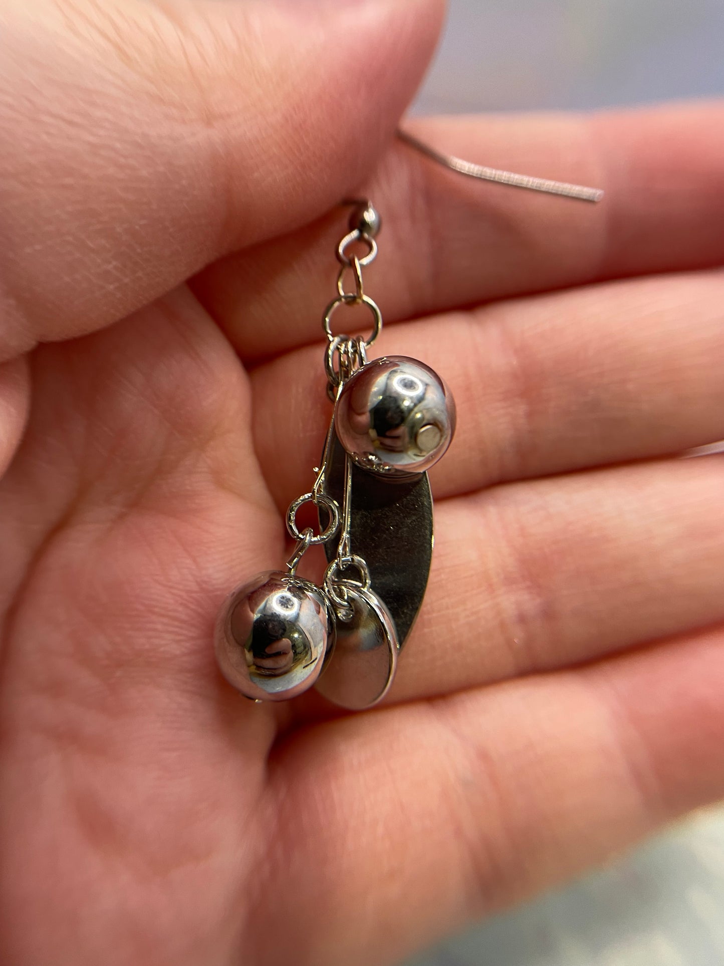 Silver Metal Dangle Earrings