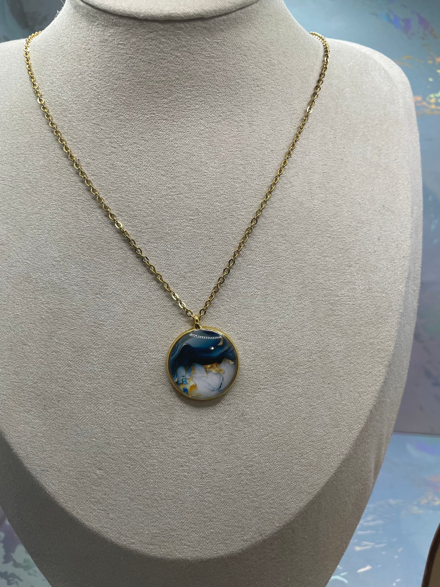 Ensemble Marbré Bleu-Acier Inoxydable+Sans Nickel