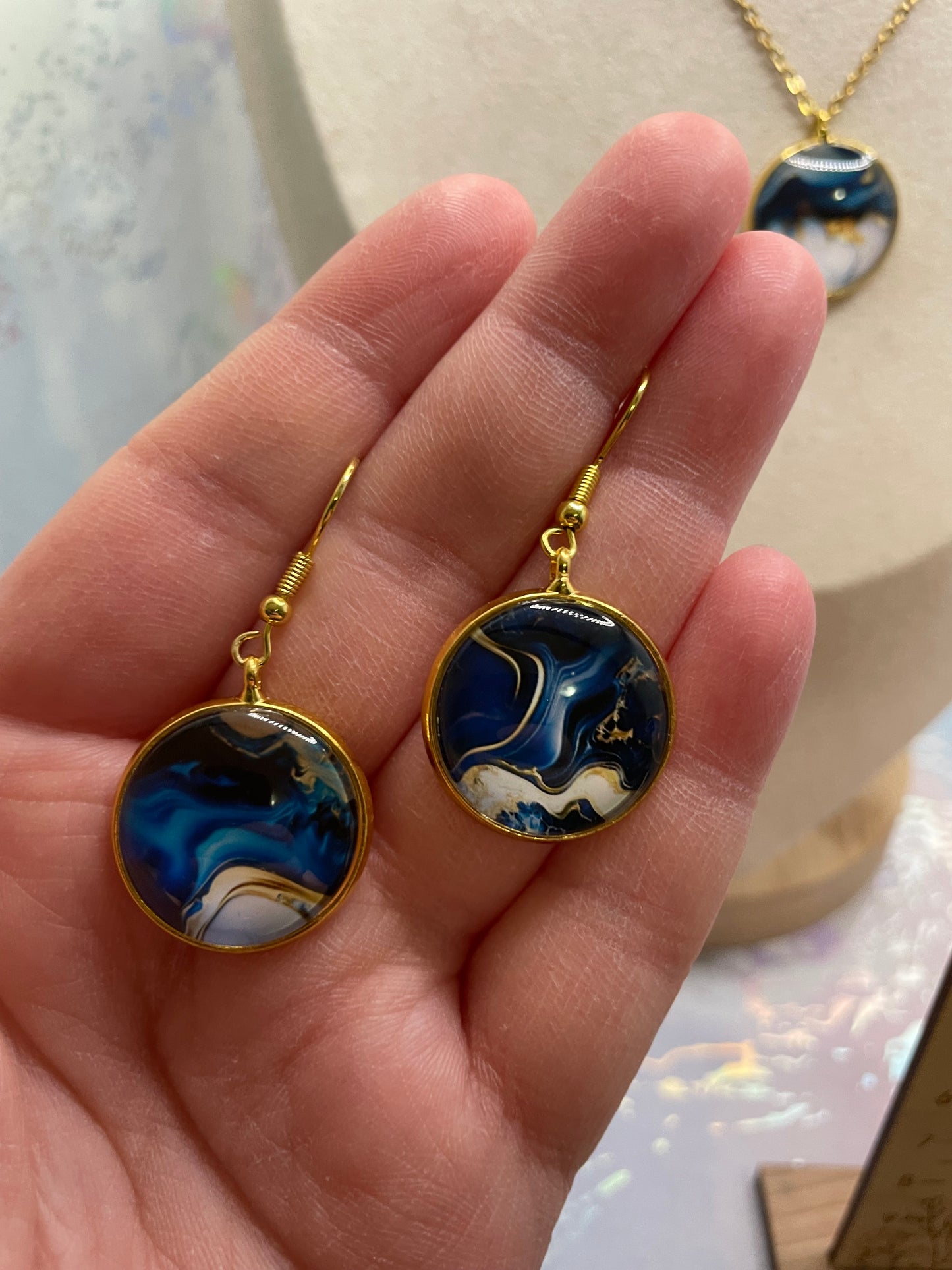 Ensemble Marbré Bleu-Acier Inoxydable+Sans Nickel