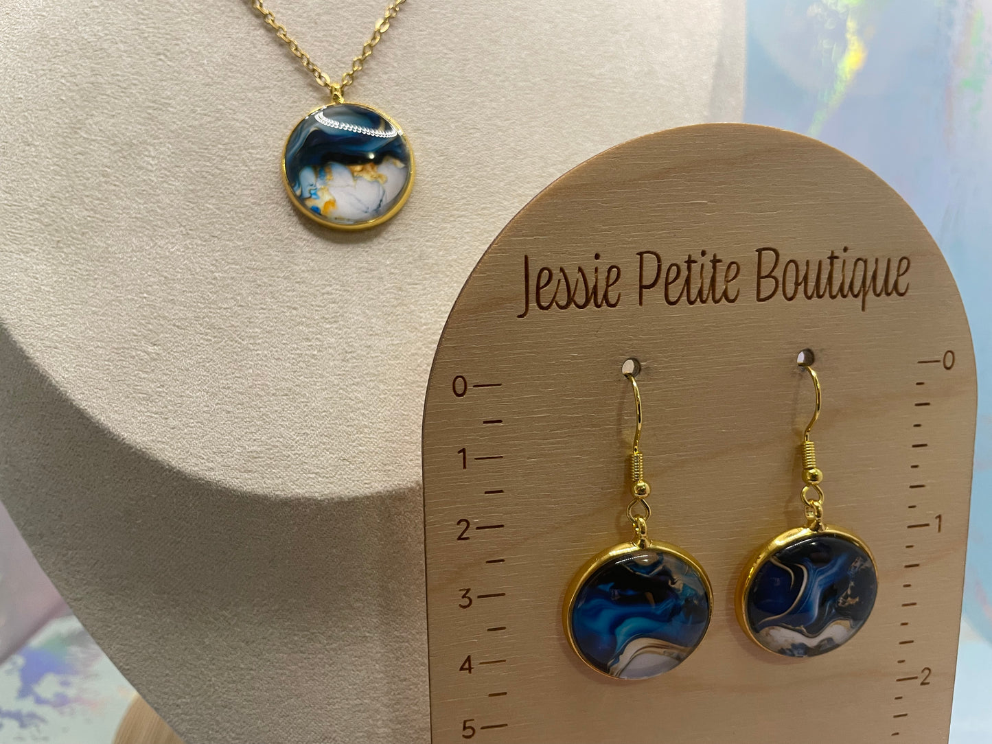 Ensemble Marbré Bleu-Acier Inoxydable+Sans Nickel