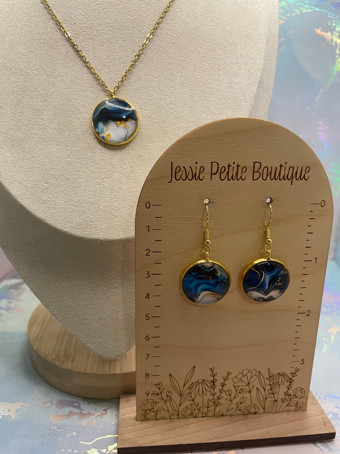 Ensemble Marbré Bleu-Acier Inoxydable+Sans Nickel