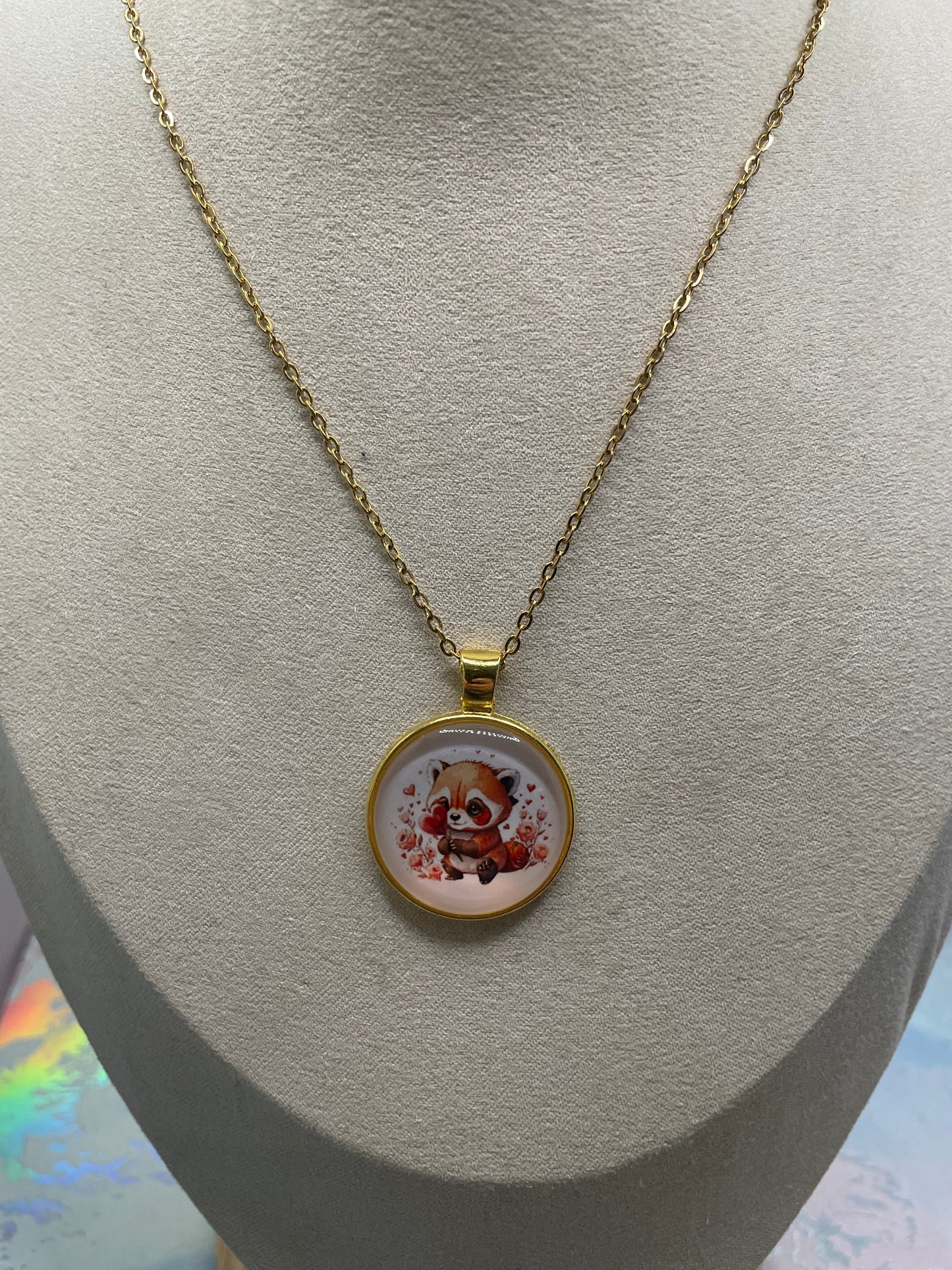 Collier à Cabochon Animal Adorable (Finition Dorée)