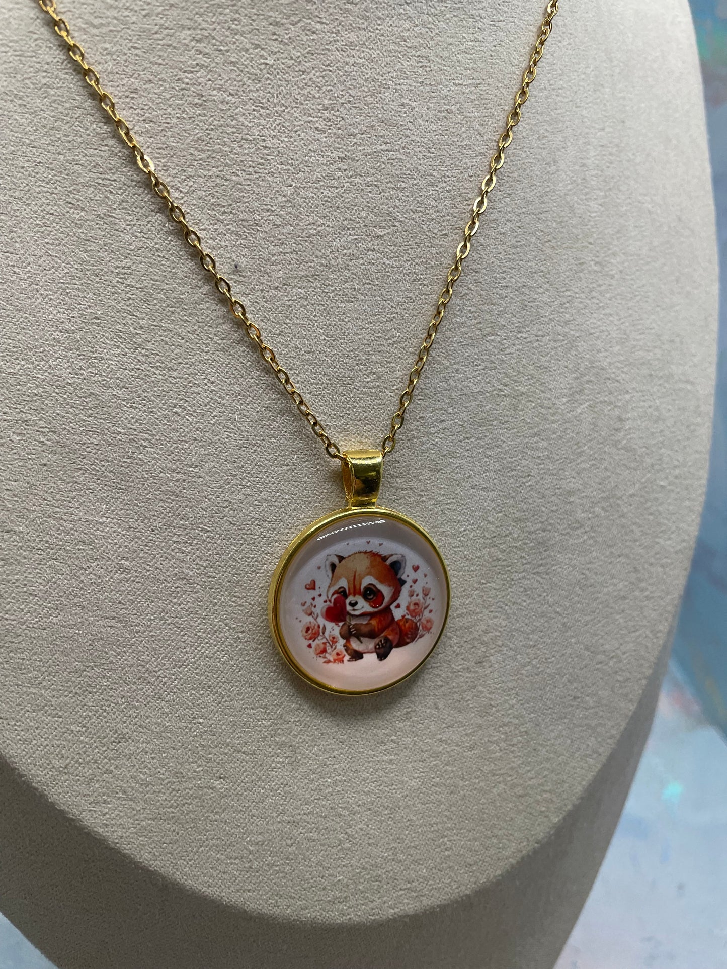 Collier à Cabochon Animal Adorable (Finition Dorée)