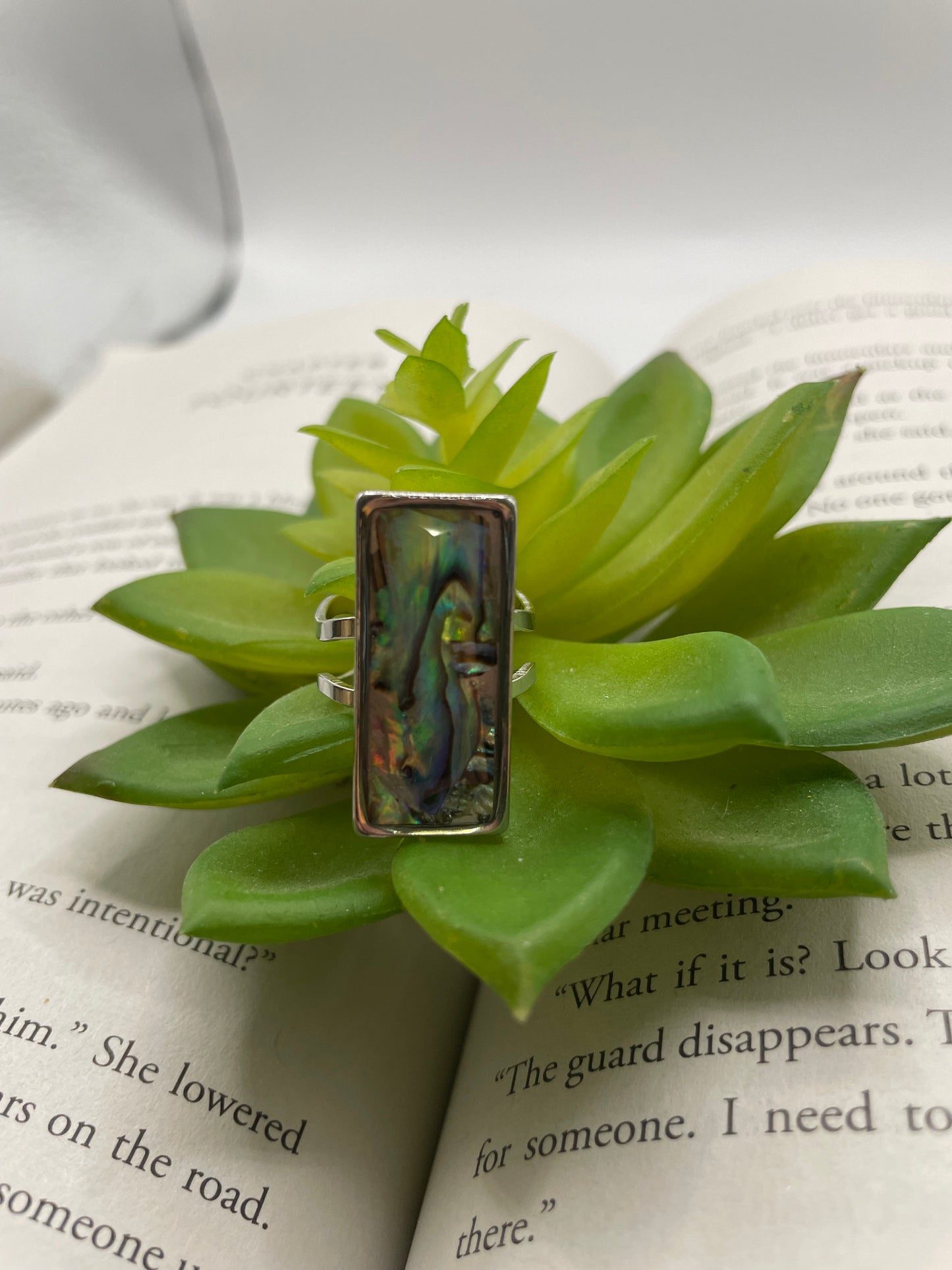 Rectangular Shell Rings – Silver Stainless Steel (Adjustable)