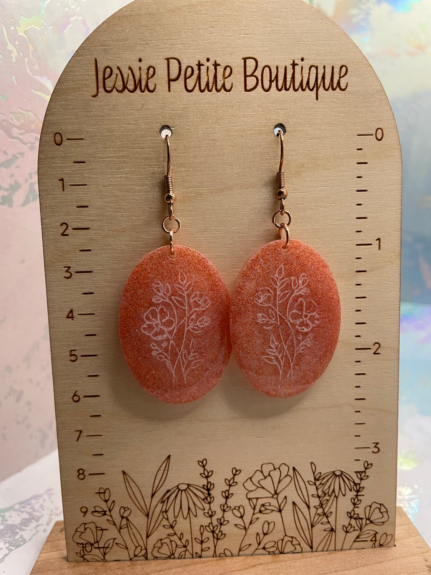 Herbier Oval Earrings with Floral Pattern